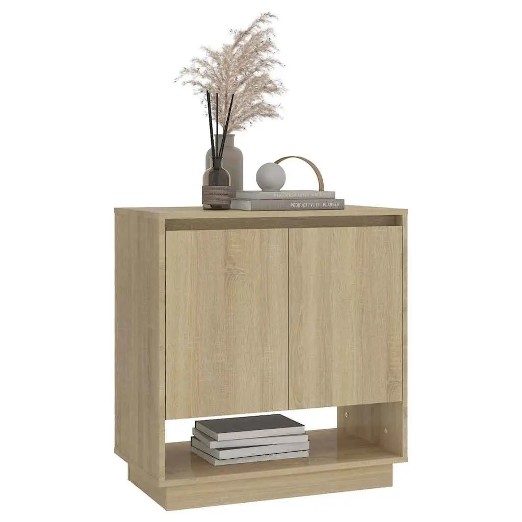 Sideboard Brown Storage Cabinet with Doors and Compartments Engineered Wood
