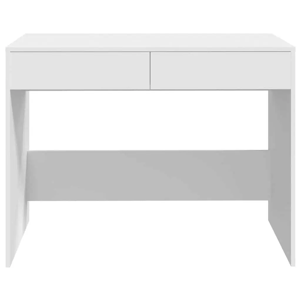 White Office Desk 101x50x76.5 cm Computer Workstation with 2 Storage Drawers