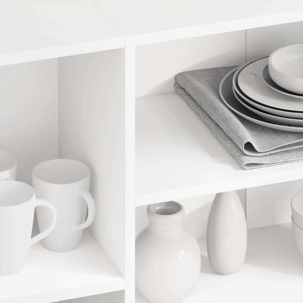 White Sideboard 120 cm Modern Storage Cabinet with 4 Shelves Engineered Wood Buffet