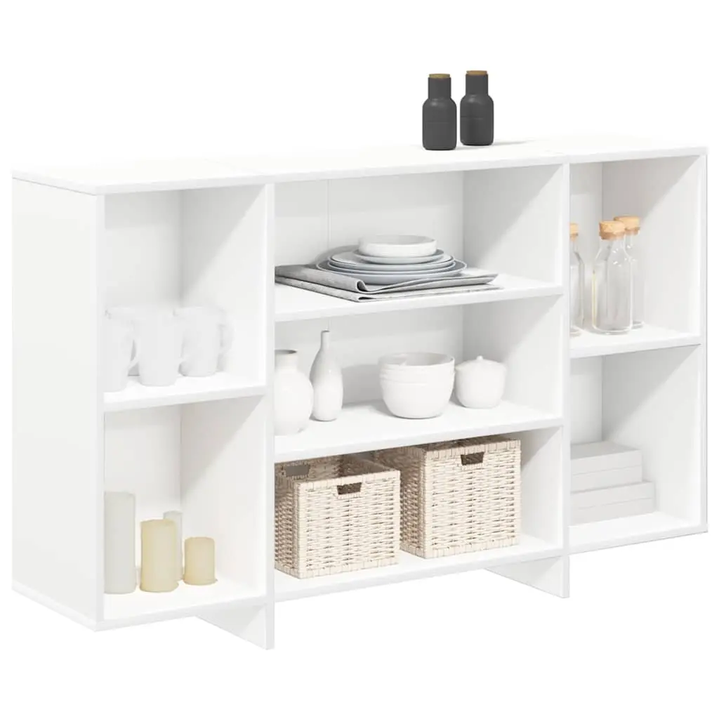 White Sideboard 120 cm Modern Storage Cabinet with 4 Shelves Engineered Wood Buffet
