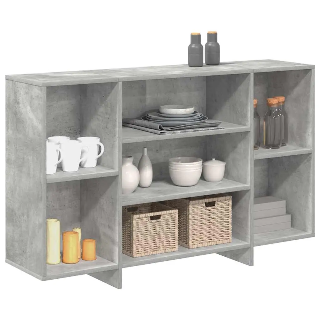 Sideboard 120cm Grey Modern Storage Cabinet with 4 Internal Shelves and Sturdy Tabletop