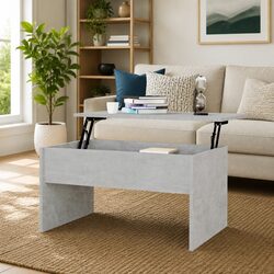 Modern Grey Coffee Table with Convenient Lift-Top