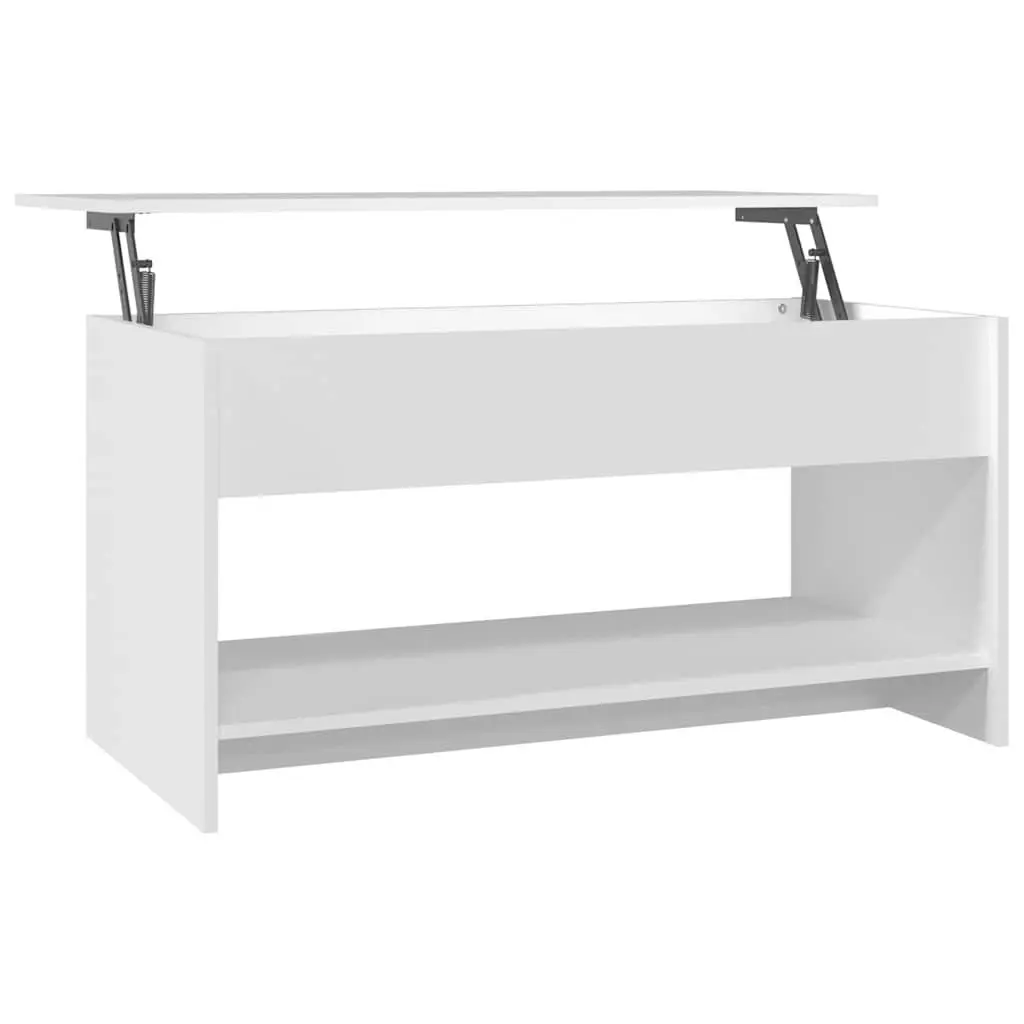 Coffee Table White Adjustable Height Lift Top Storage Compartment Engineered Wood