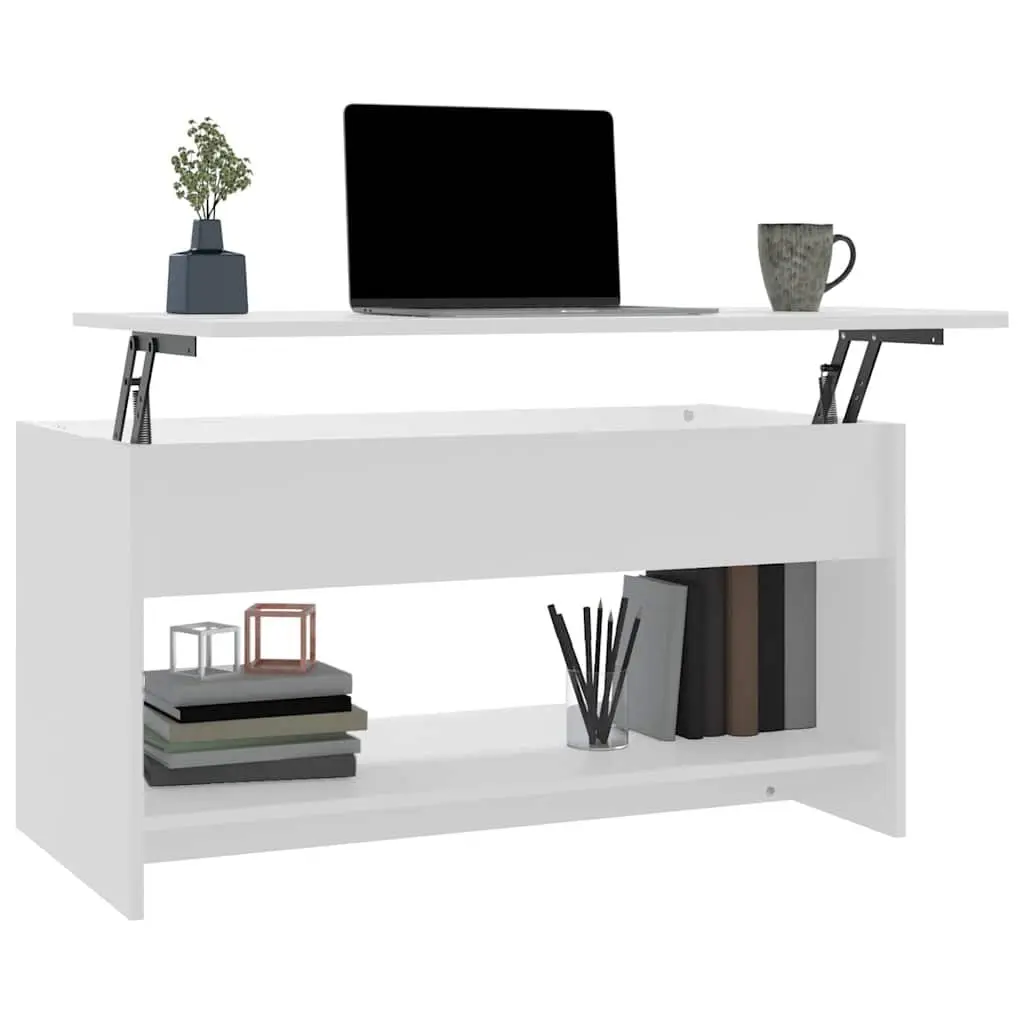 Coffee Table White Adjustable Height Lift Top Storage Compartment Engineered Wood