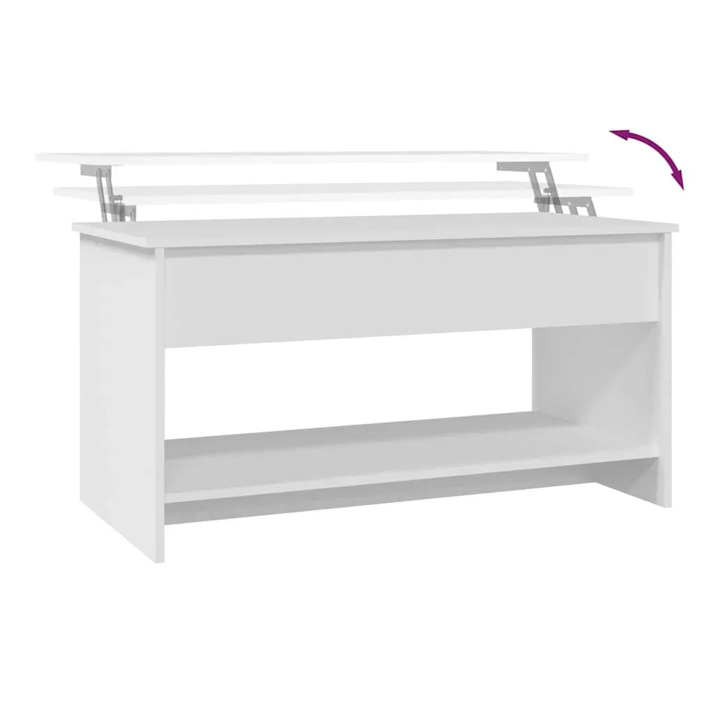 Coffee Table White Adjustable Height Lift Top Storage Compartment Engineered Wood