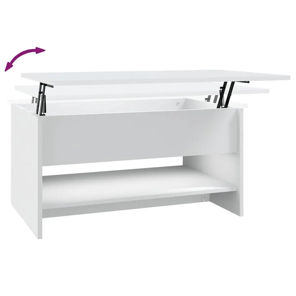 Coffee Table White with Hidden Storage Compartment and Adjustable Liftable Top