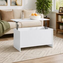 Transform Your Living Room with White Lift Top Coffee Table 102x55.5cm
