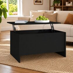 Stylish Black Coffee Table with Functional Lift-Top