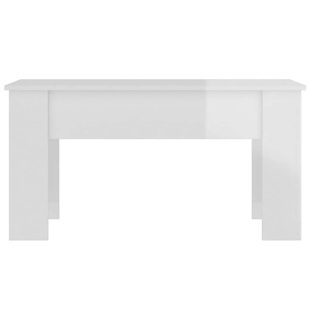 Lift Top Coffee Table White High Gloss Engineered Wood with Hidden Storage