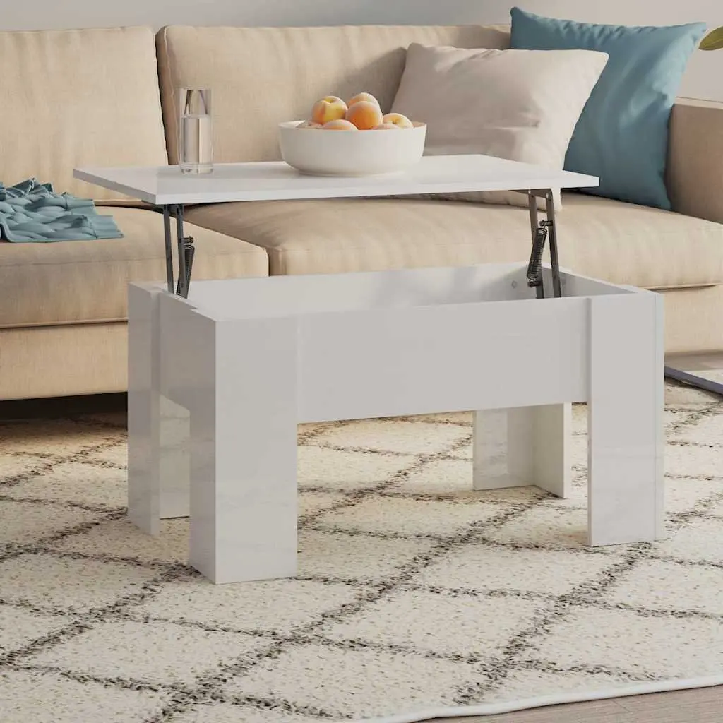 Coffee Table High Gloss White Lift Top with Storage Compartment Modern Living Room Furniture