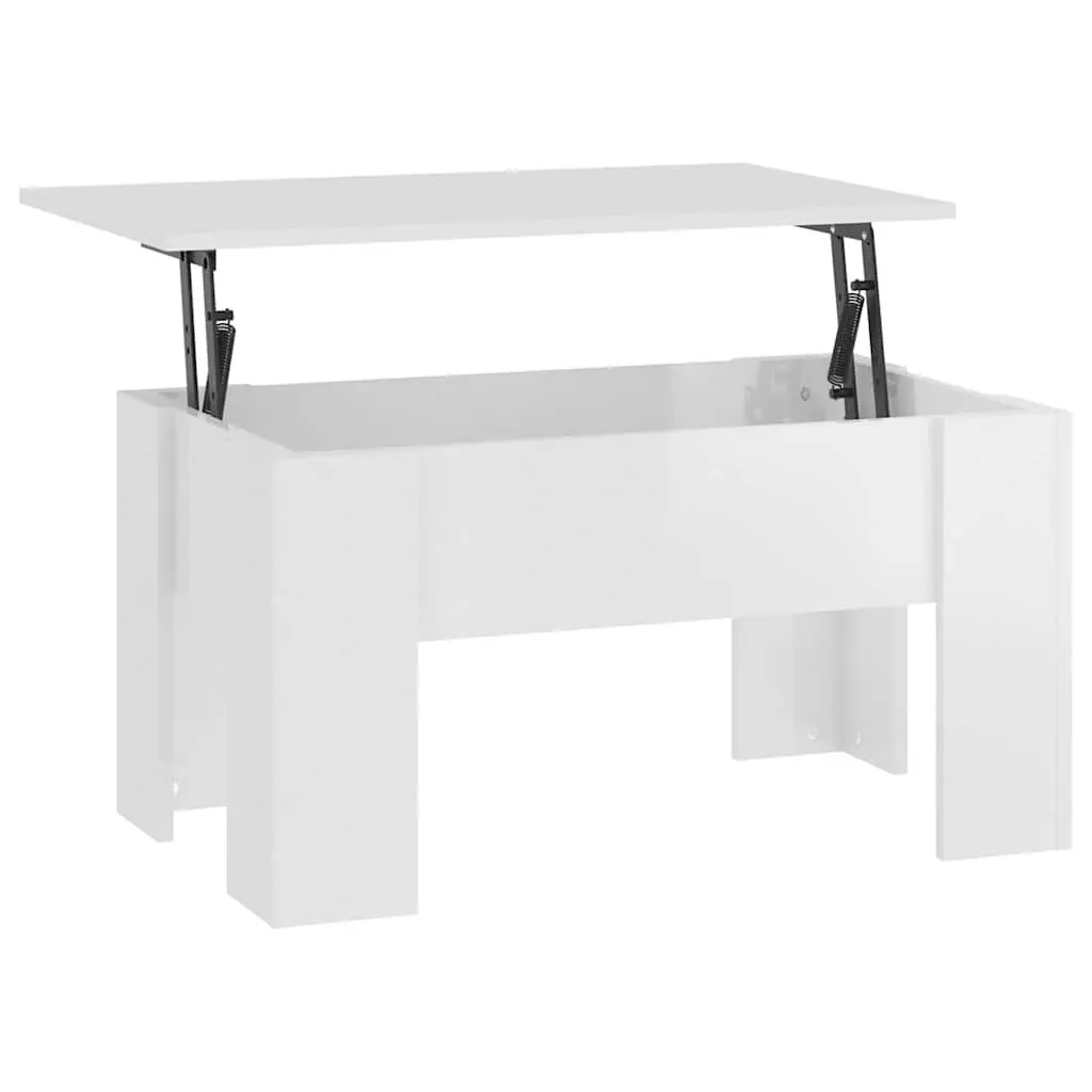 Coffee Table High Gloss White Lift Top with Storage Compartment Modern Living Room Furniture