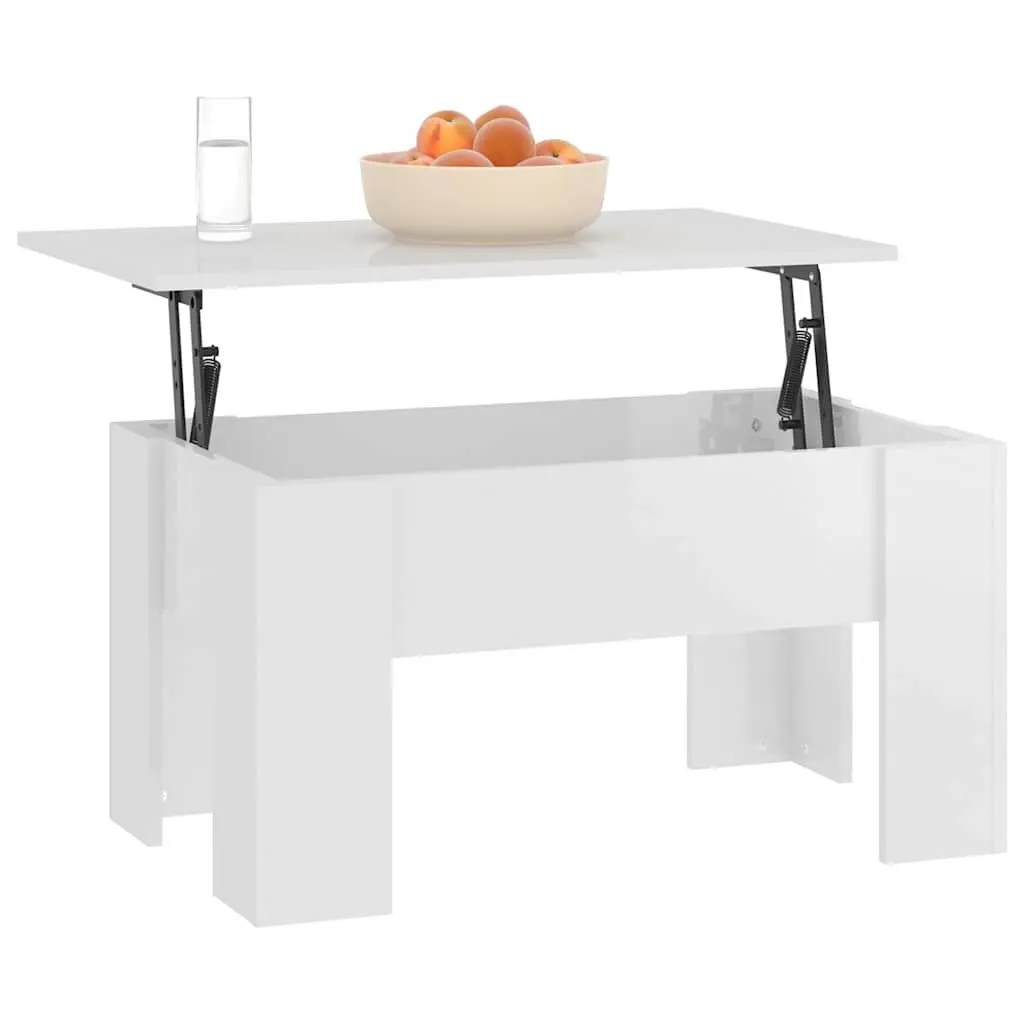 Coffee Table High Gloss White Lift Top with Storage Compartment Modern Living Room Furniture