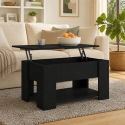 Modern Black Coffee Table with Lift-Top and Storage
