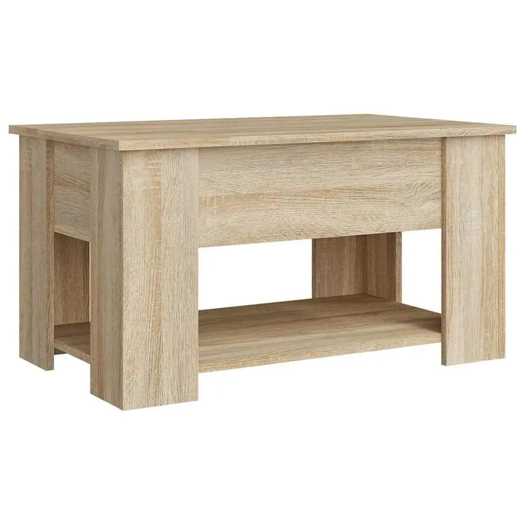 Lift Top Coffee Table Brown Engineered Wood with Hidden Storage 79x49x41cm for Living Room Use