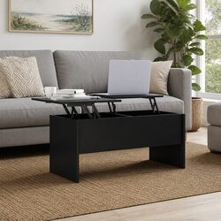 Coffee Table Black Lift Top Storage Compartments Modern Accent Living Room
