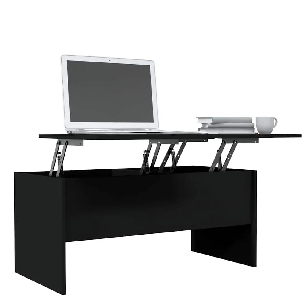 Coffee Table Black Lift Top Adjustable Storage Compartments Modern Living Room
