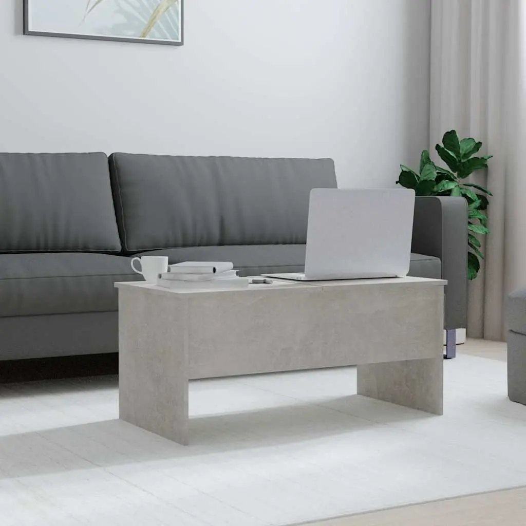 Grey Engineered Wood Coffee Table with Lift-Top Mechanism and Hidden Storage Compartments 102L x 50.5W x 46.5H cm