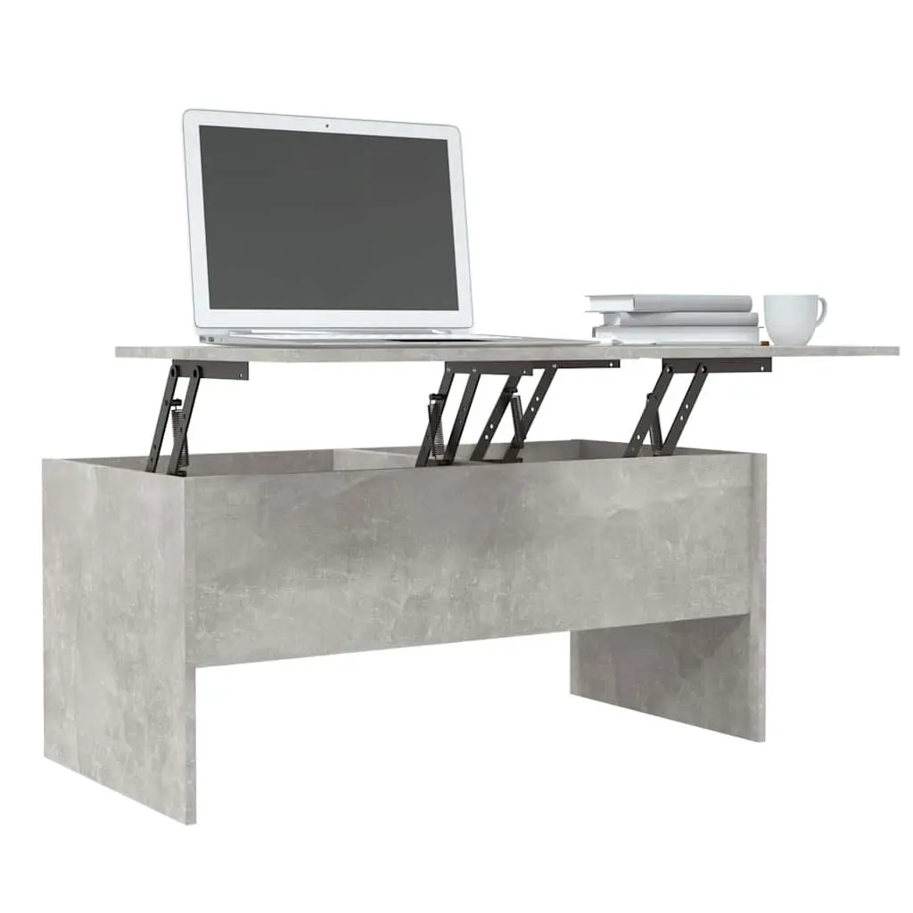 Grey Engineered Wood Coffee Table with Lift-Top Mechanism and Hidden Storage Compartments 102L x 50.5W x 46.5H cm