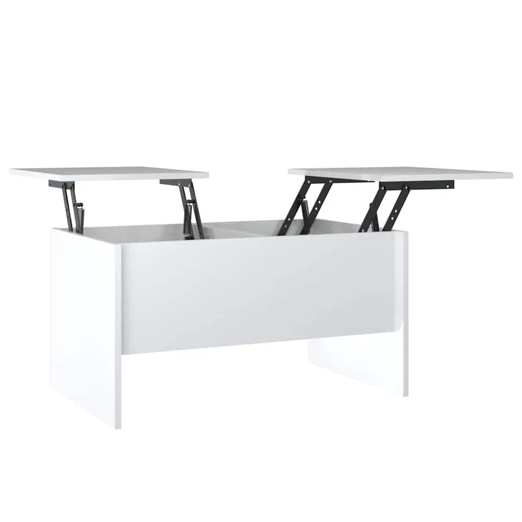 Coffee Table White High Gloss Lift Top Storage Engineered Wood