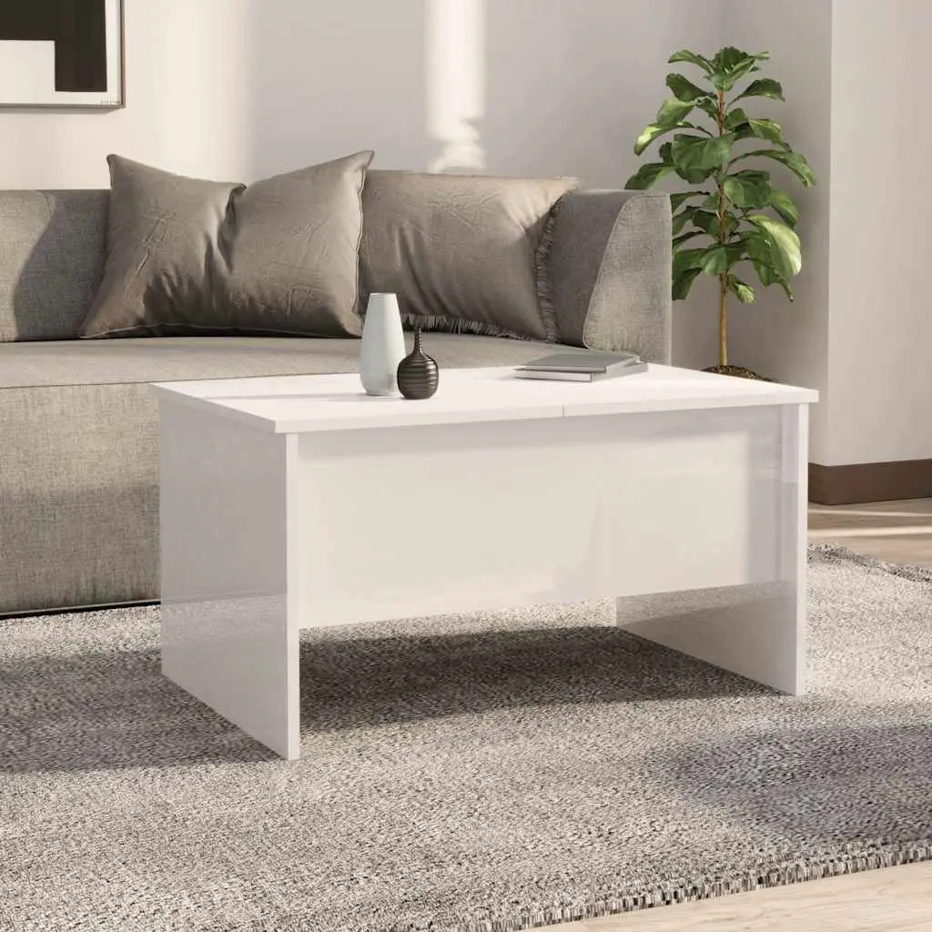 Coffee Table White High Gloss Lift Top Storage Engineered Wood