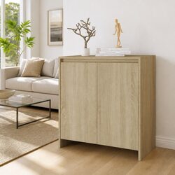 Sideboard Storage Cabinet Beige 2 Door Buffet Decorative Display Unit Furniture