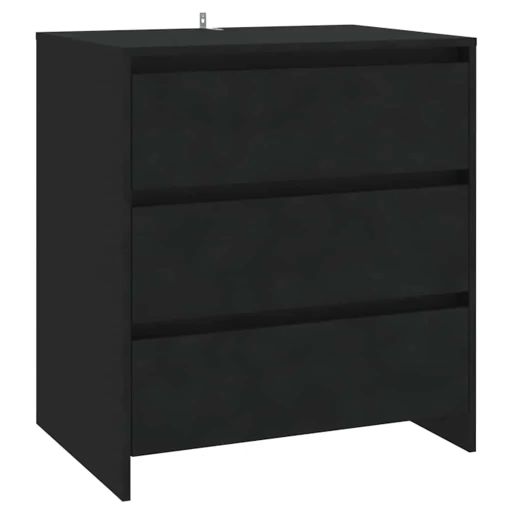 Sideboard Cabinet Black 3 Drawer Storage Buffet Engineered Wood