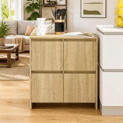 Brown Engineered Wood Buffet Sideboard with 4 Doors
