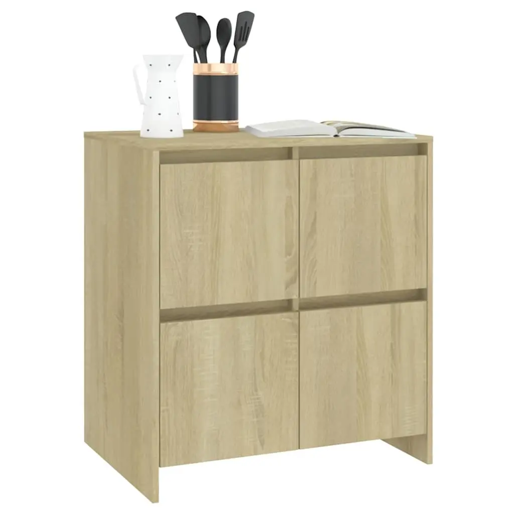 Sideboard 4 Doors Brown Engineered Wood Minimalist Storage Cabinet