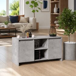 TV Cabinet Grey Minimalist Design Storage Unit Doors Compartments Display