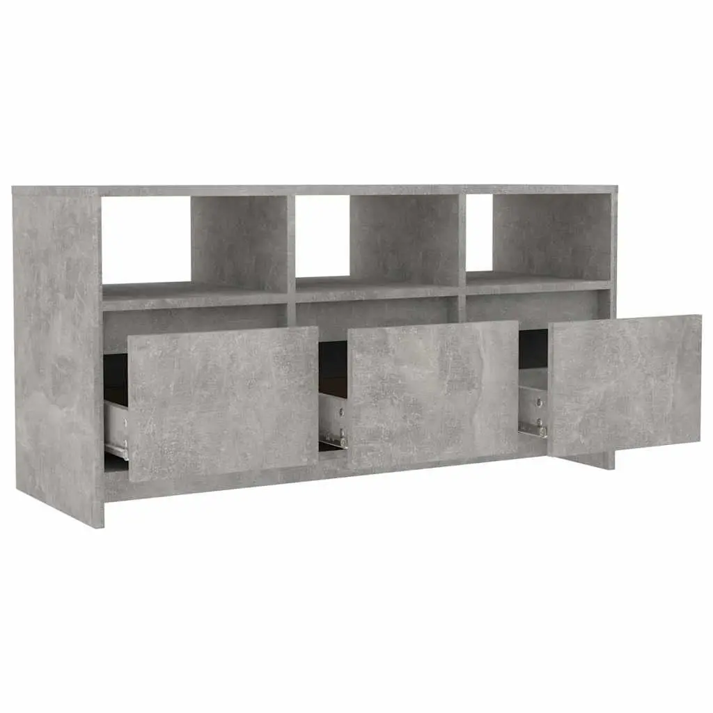TV Cabinet Concrete Grey 3 Drawers 3 Compartments Storage