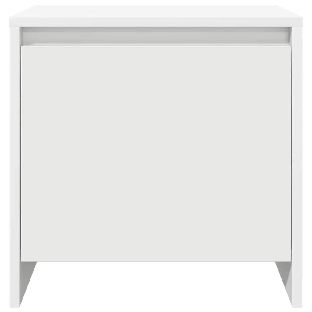White Engineered Wood Nightstand Bedroom Storage Cabinet 45cm x 34cm x 44.5cm