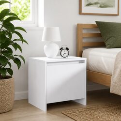 Bedside Cabinet Set 2 pcs White Nightstand Storage Bedside Table Engineered Wood