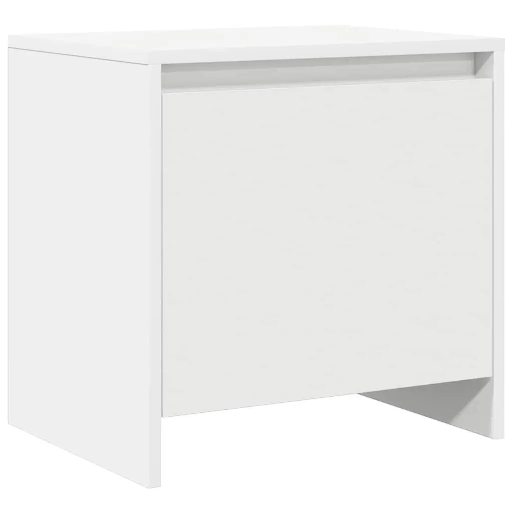 White Engineered Wood Bedside Cabinet Set 2 Piece Storage Nightstand with Single Door Compartment