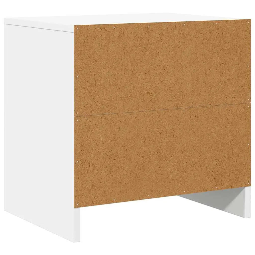 White Engineered Wood Bedside Cabinet Set 2 Piece Storage Nightstand with Single Door Compartment