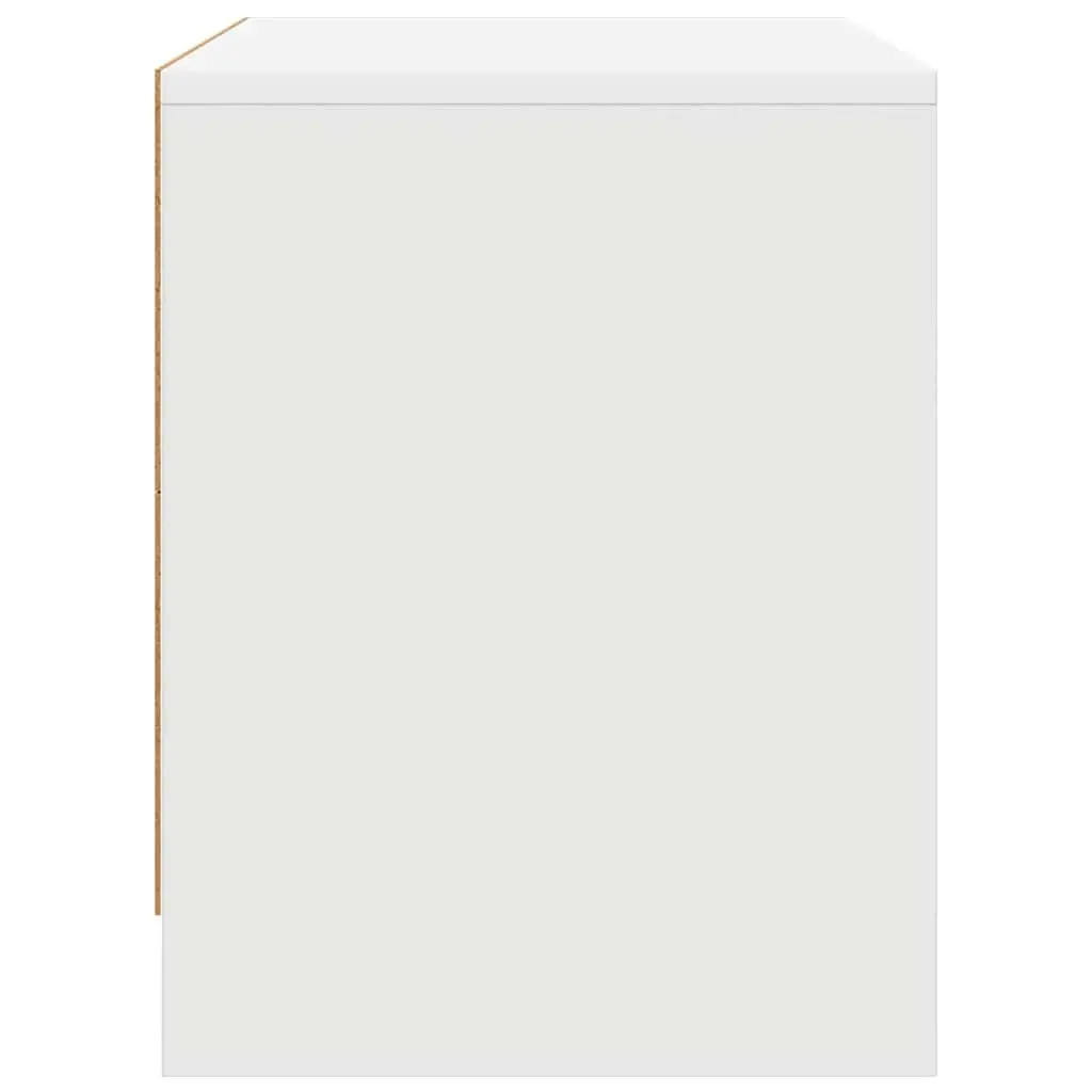 White Engineered Wood Bedside Cabinet Set 2 Piece Storage Nightstand with Single Door Compartment