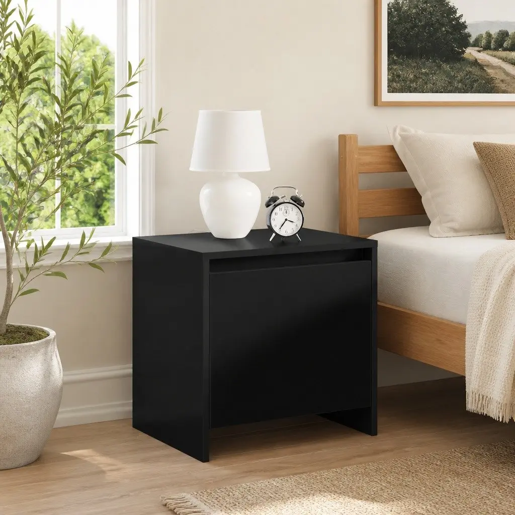 Bedside Cabinet Black 45x34x44.5 cm Nightstand Storage with Single Door