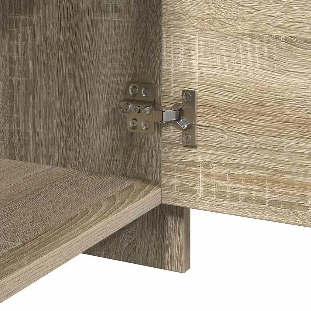Beige Bedside Cabinet Engineered Wood Nightstand with Storage Door