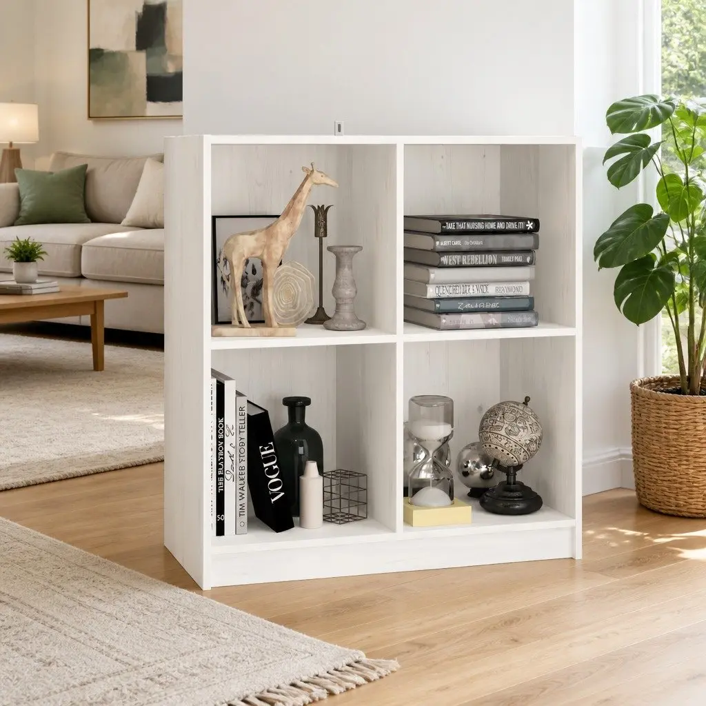 Sideboard White Modern Storage Cabinet with Multiple Compartments for Living Room Organisation