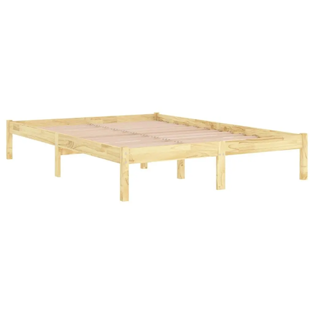 Solid Wood Bed Frame 150x200 cm Brown Bedroom Furniture Slatted Base