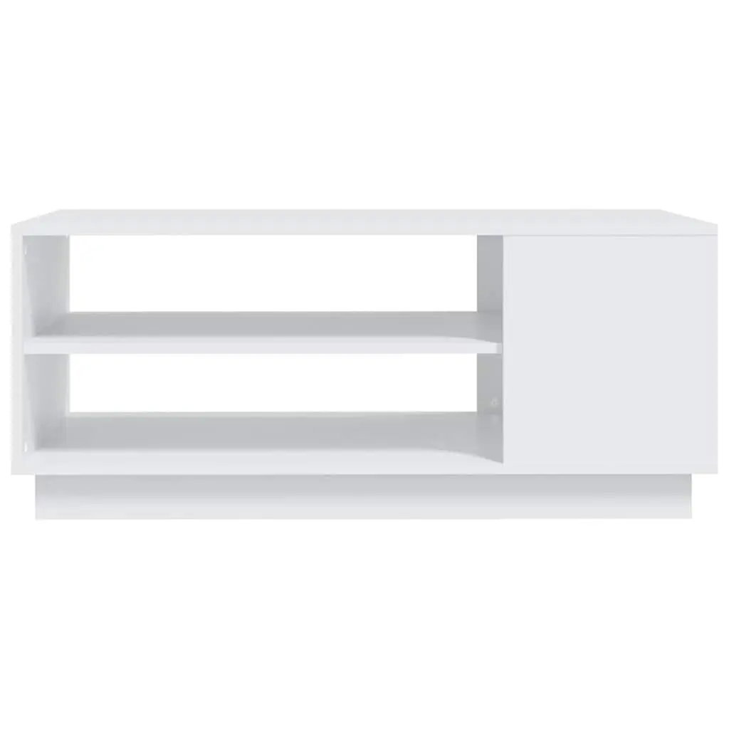 Coffee Table White Modern Design Storage Shelves Living Room Accent Furniture