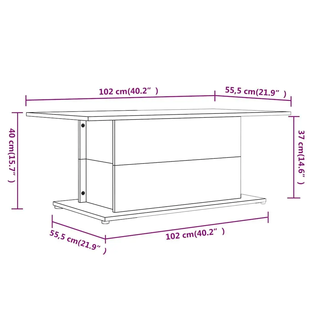 Coffee Table Beige Engineered Wood Sturdy Construction Sonoma Oak Style