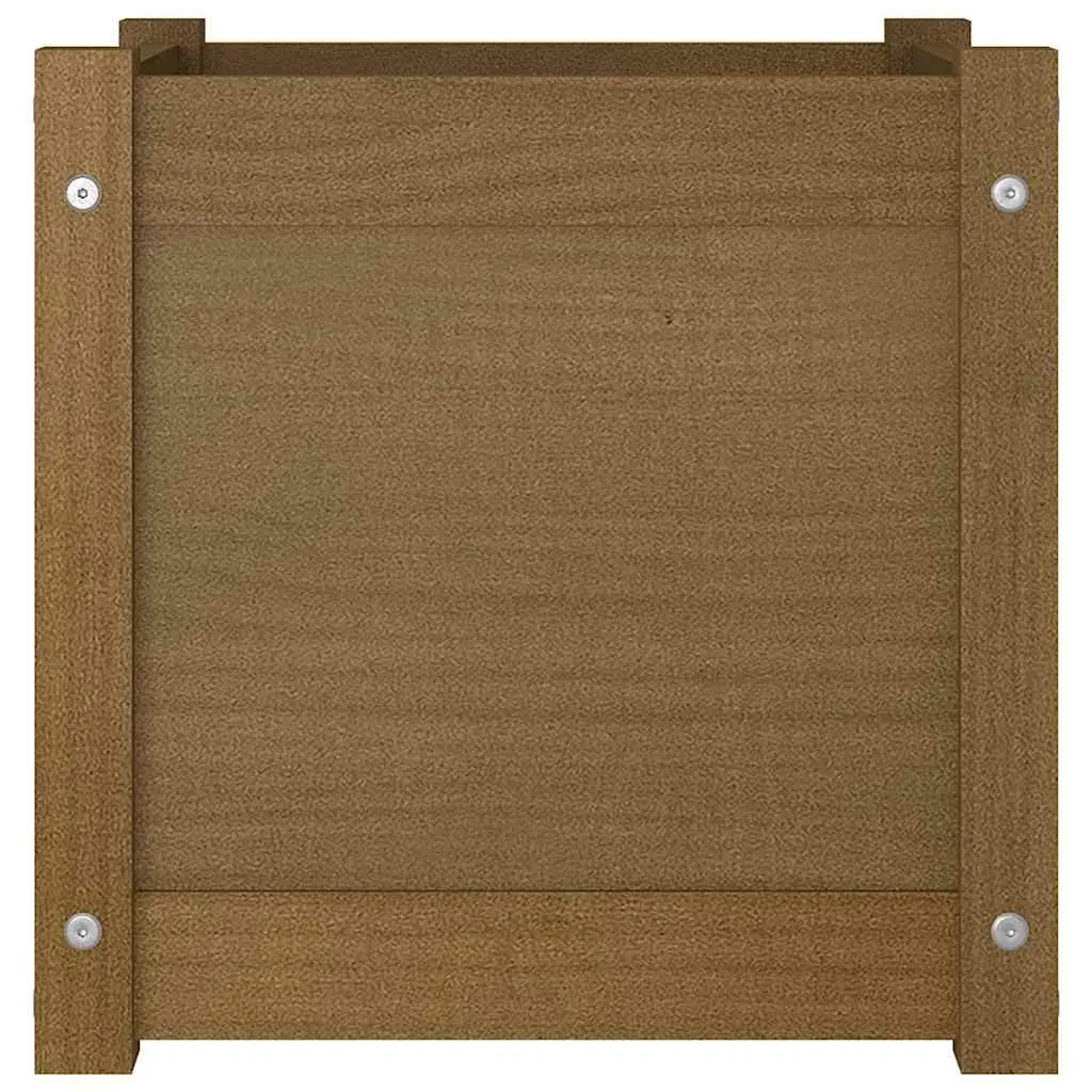 Wooden Garden Planter 40x40x40 cm Solid Pinewood Flower Box with Drainage Hole
