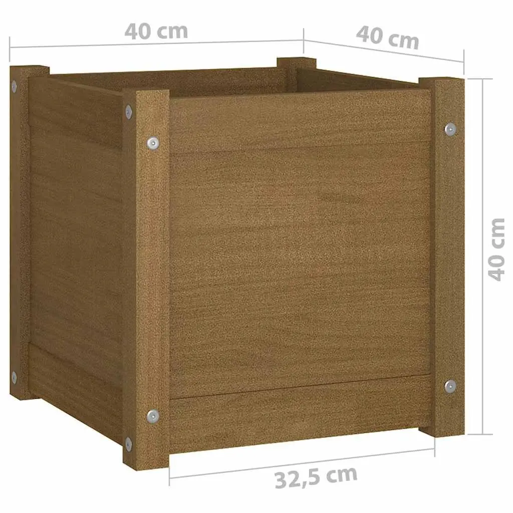 Wooden Garden Planter 40x40x40 cm Solid Pinewood Flower Box with Drainage Hole