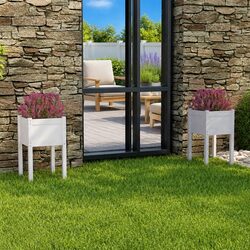 Enhance Your Outdoor Space with 2 White Garden Planters