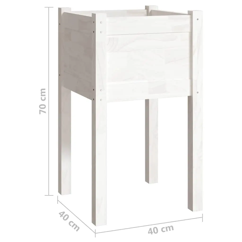 Garden Planters 40x40x70 cm White Raised Flower Bed Box Outdoor 2 Piece