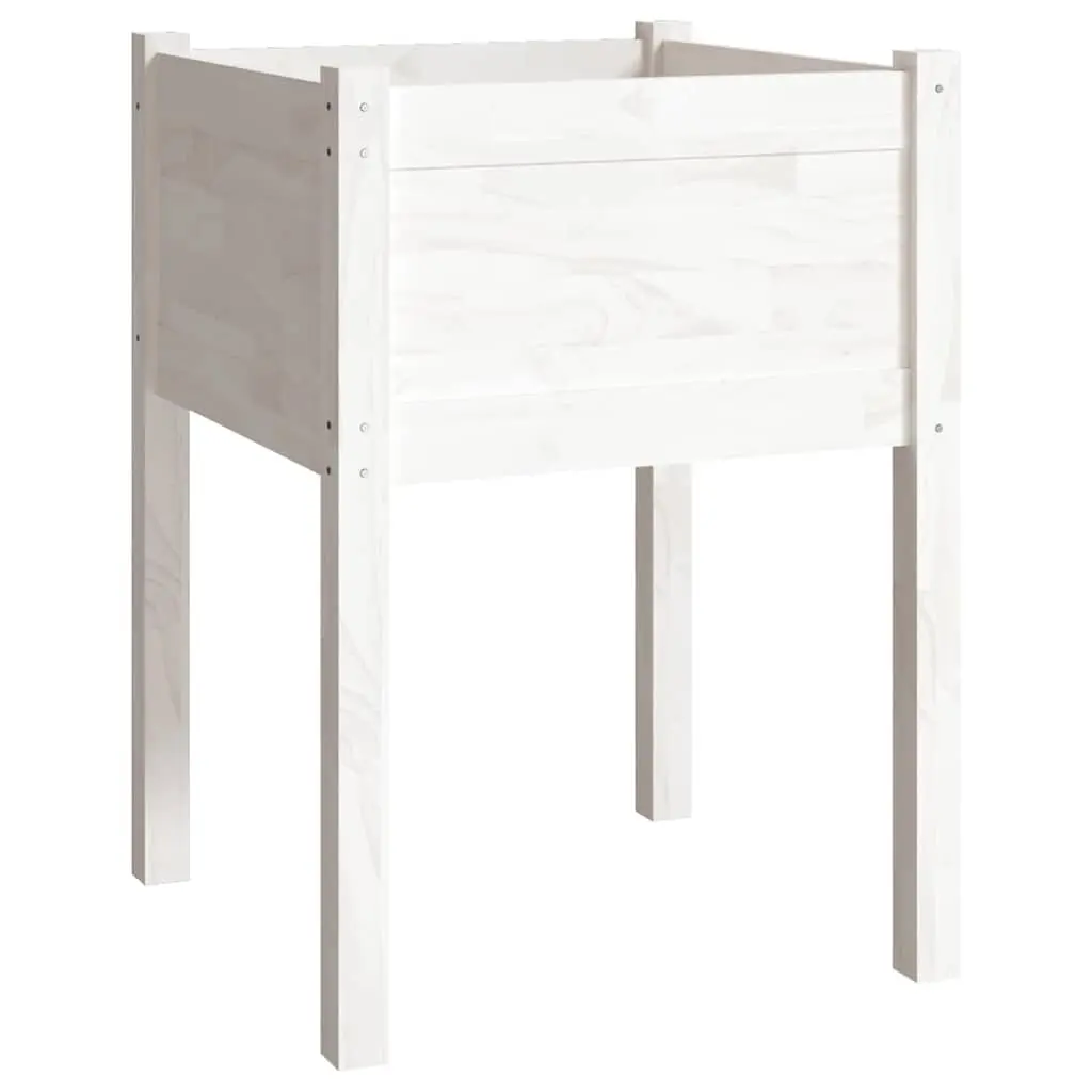 Wooden Garden Planters 50x50x70 cm Raised Beds White 2 Piece
