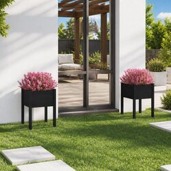 Enhance Your Garden with Black Wooden Planters - 2 Pack
