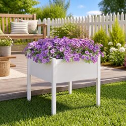 Garden Planter Box White 70x70x70cm Solid Wood Outdoor Flower Pot Container