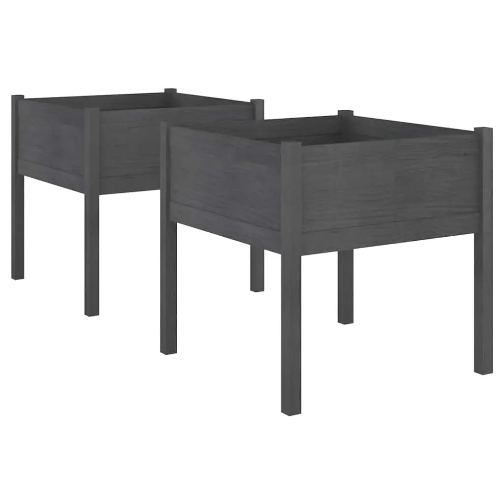 Garden Planters 2 Pieces Large Deep Wide Grey Outdoor Flower Boxes