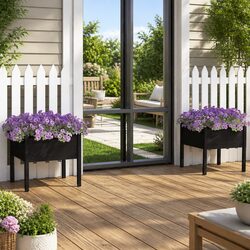 Transform Your Outdoor Space with 2 Black Garden Planters